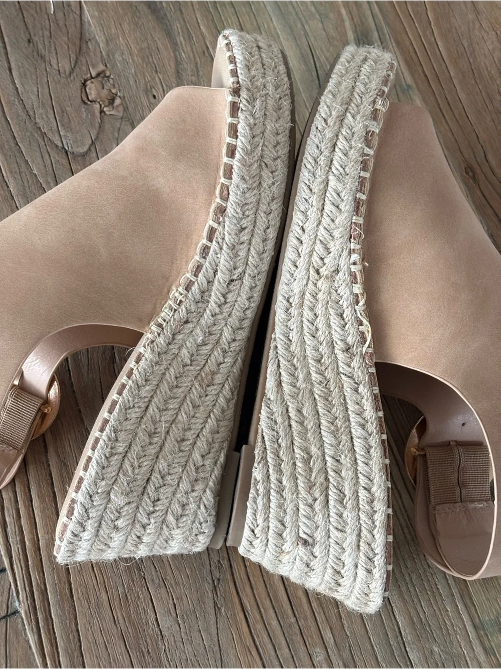 Catherine Malandrino Tan Platform Peep-Toe Espadrille Sandals Size 6.5